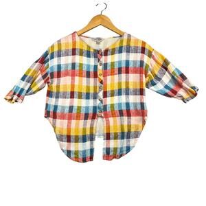 Lucky Brand Plaid Crop Tie Top Boho Festival Y2K Medium